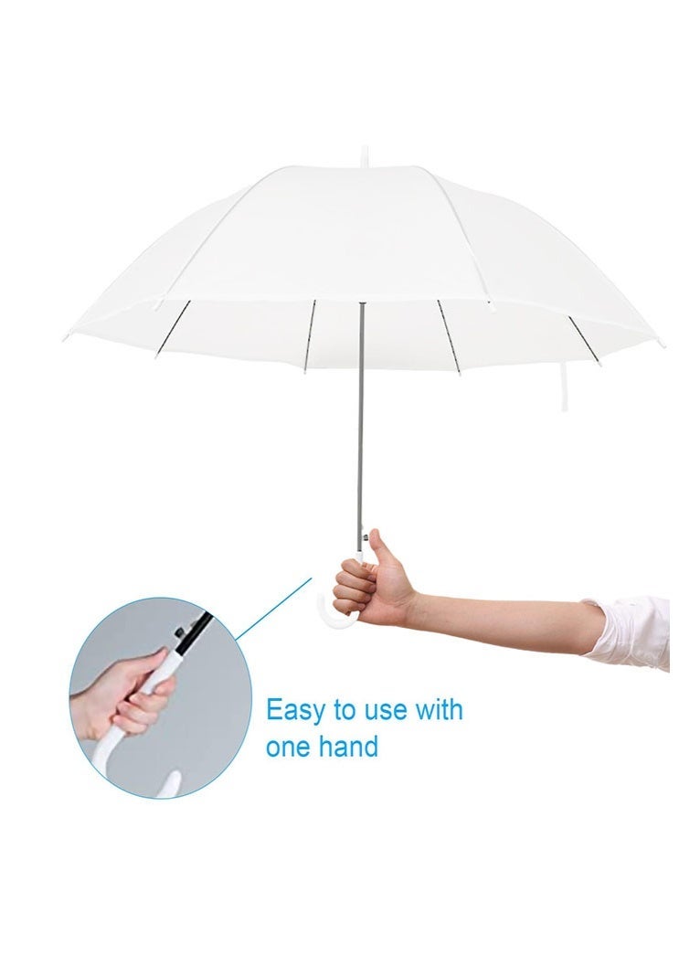 Arabest Umbrellas,Stick Umbrellas, Bulk Auto Open Windproof Stick Umbrellas,J Hook Handle Windproof Large Canopy Umbrella for Wedding Celebration,Rainy,Outdoor(Frosted) - Image 4